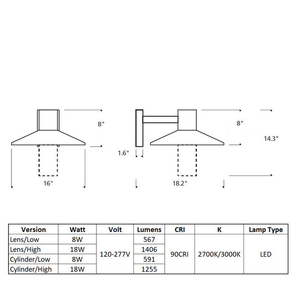 Ash 16 Outdoor Wall Sconce