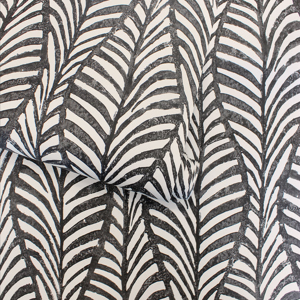 Block Print Leaves Wallpaper