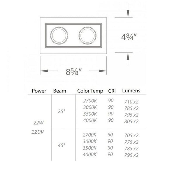 Mini Multiple Spots Two Light Recessed Trim and Housing