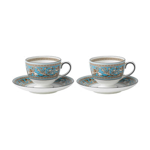 Florentine Turquoise Teacups & Saucers (Set of 2)