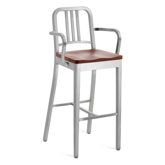 Navy Bar and Counter Stool with Arms