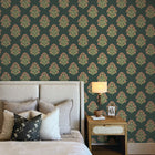 Block Floral Grasscloth Peel and Stick Wallpaper