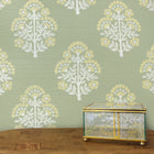 Block Floral Grasscloth Peel and Stick Wallpaper