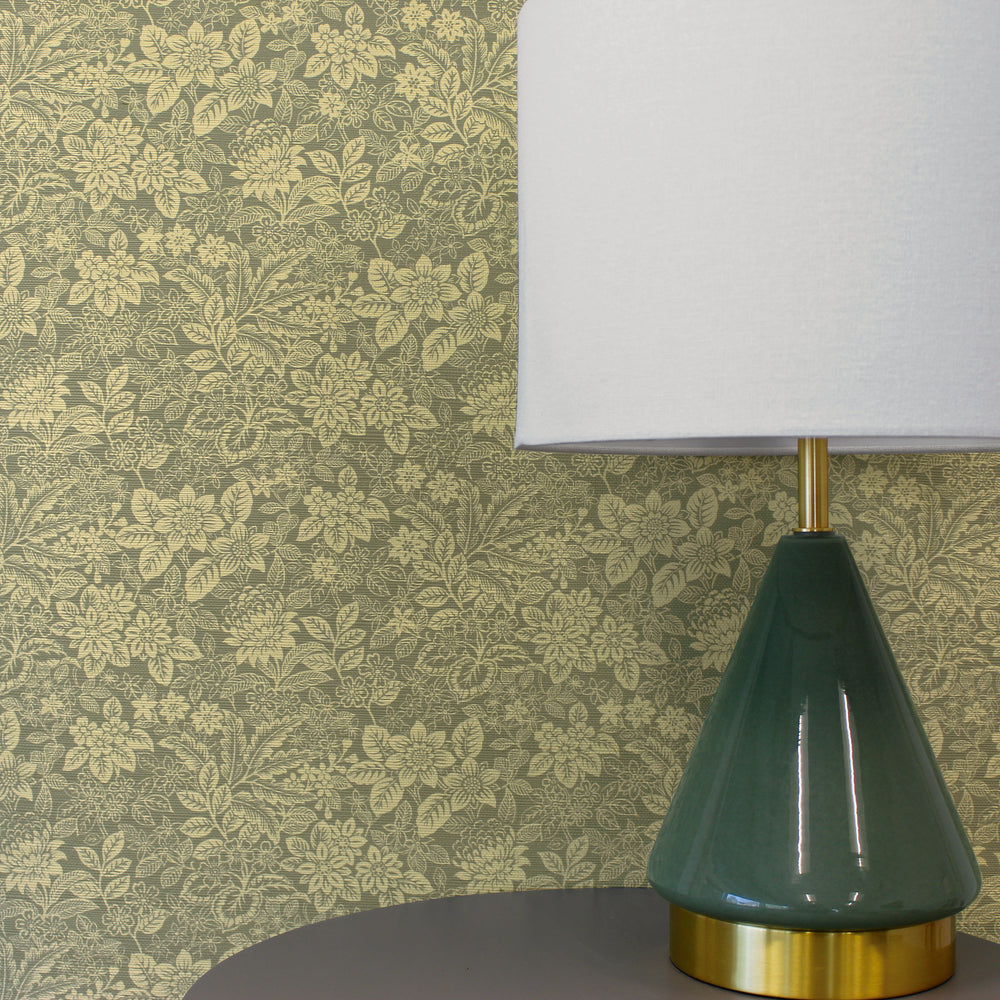 Botanical Grove Grasscloth Peel and Stick Wallpaper