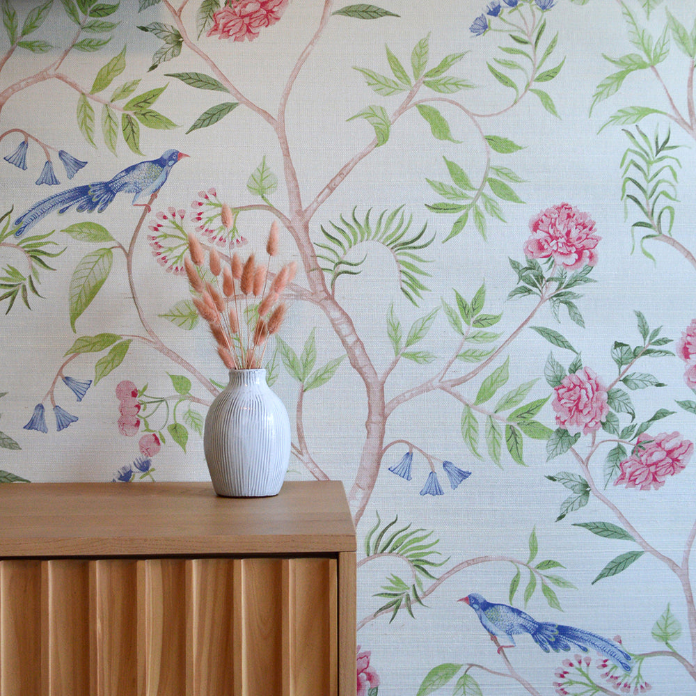 Chinoiserie Grasscloth Peel and Stick Wallpaper