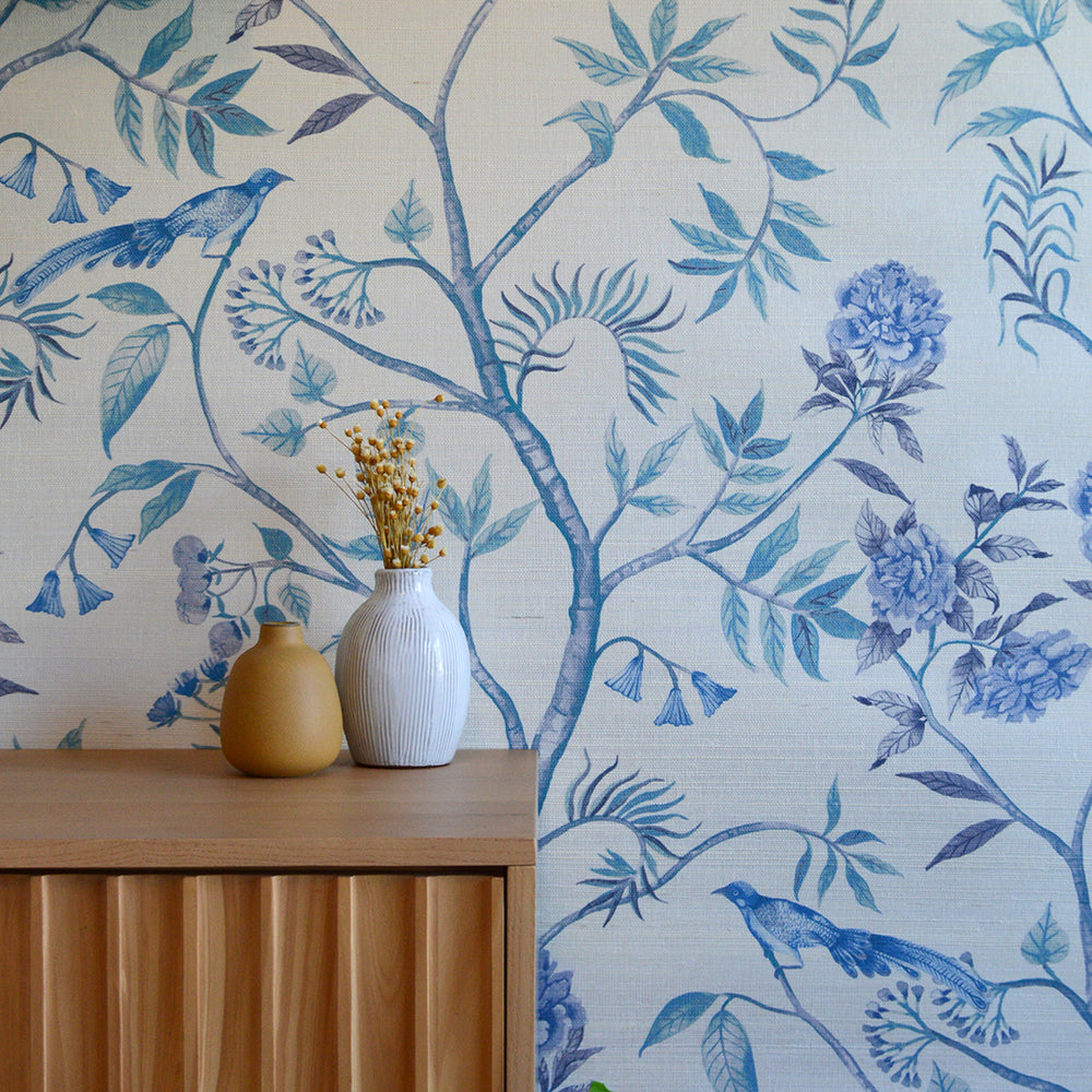 Chinoiserie Grasscloth Peel and Stick Wallpaper