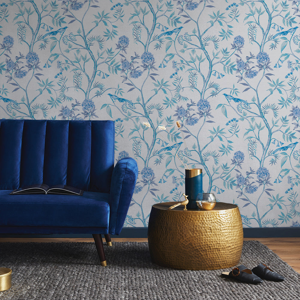 Chinoiserie Grasscloth Peel and Stick Wallpaper