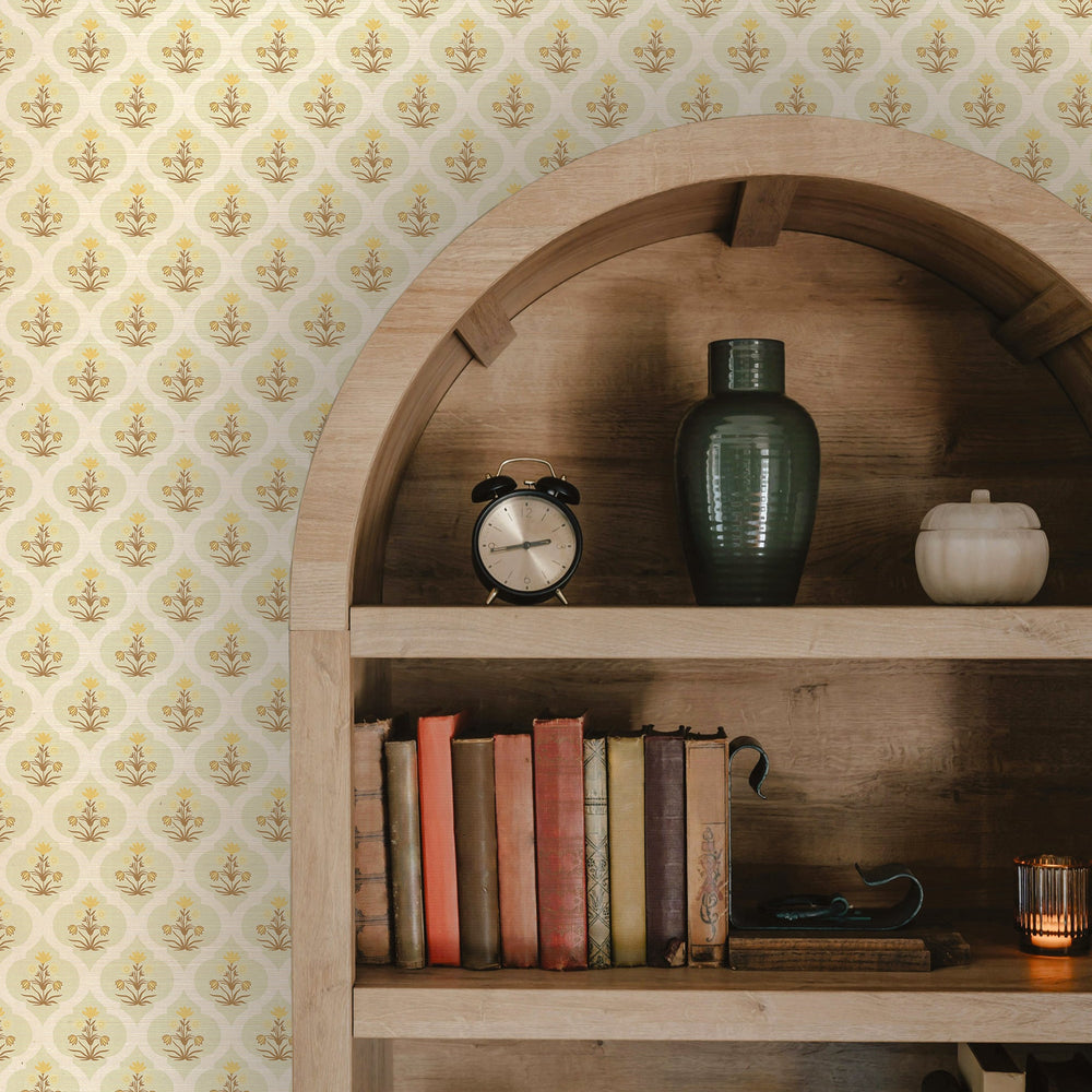 Ogee Garden Grasscloth Peel and Stick Wallpaper