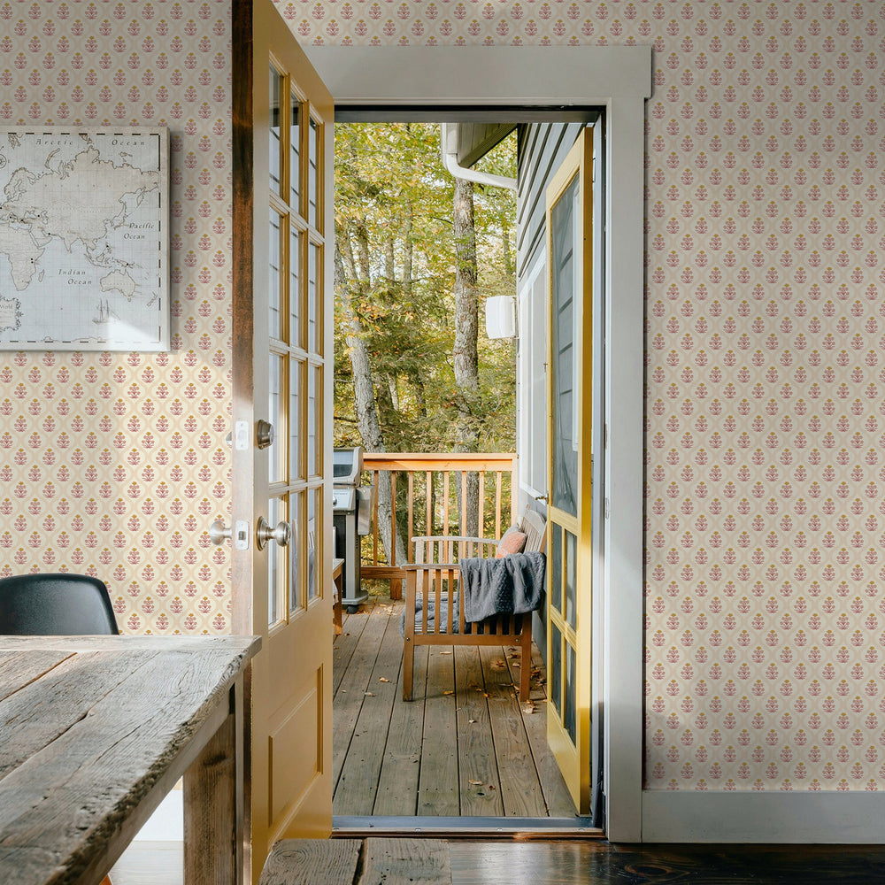 Ogee Garden Grasscloth Peel and Stick Wallpaper