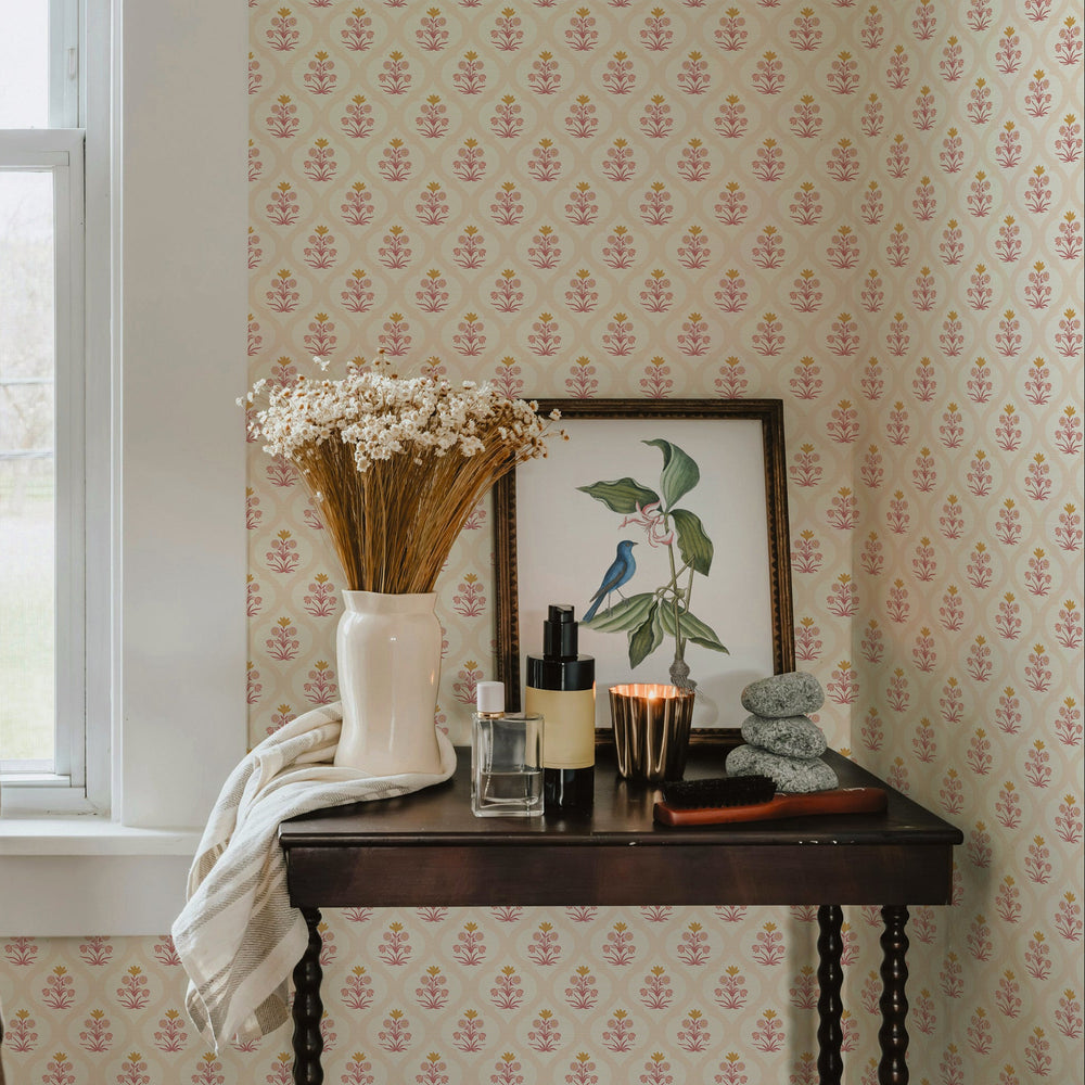 Ogee Garden Grasscloth Peel and Stick Wallpaper