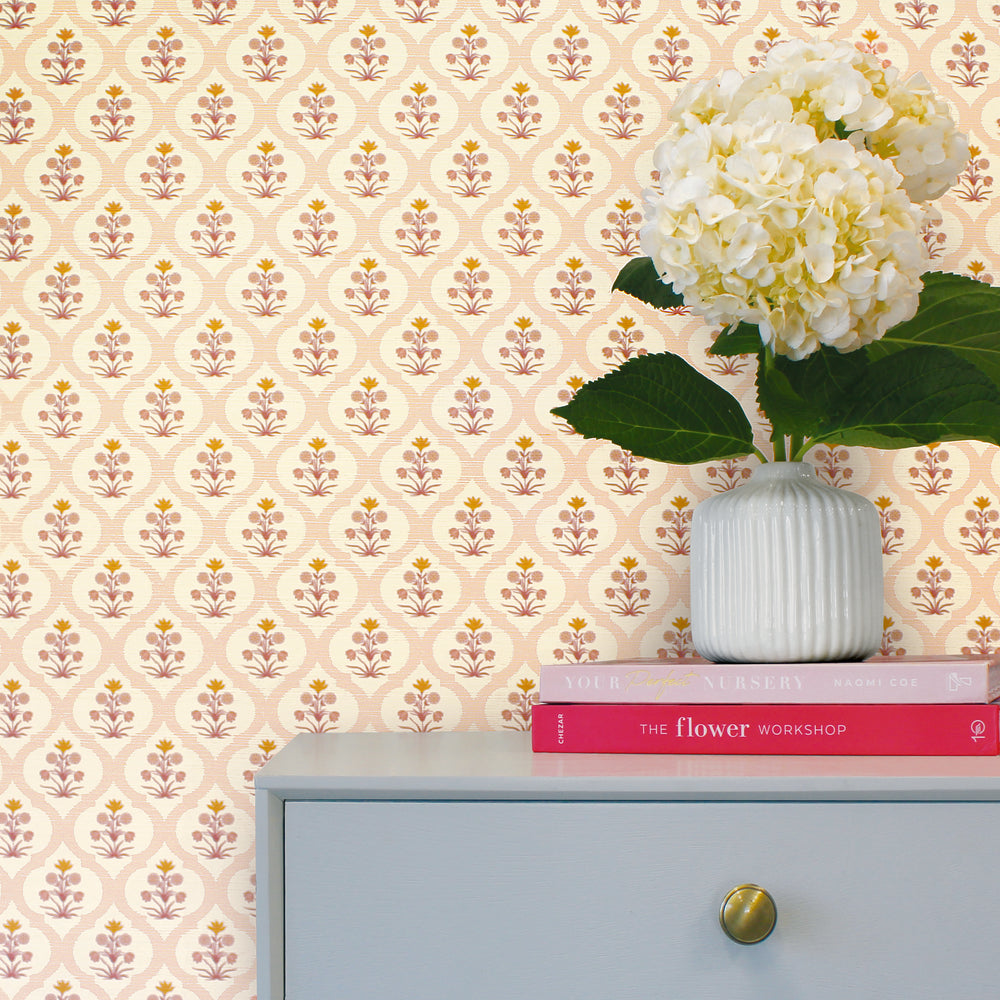 Ogee Garden Grasscloth Peel and Stick Wallpaper