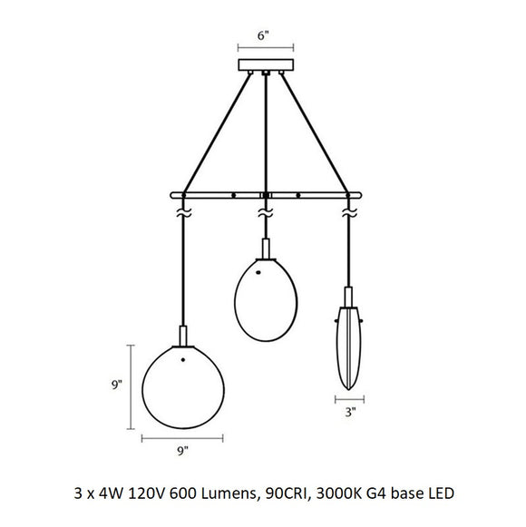 Cantina Three Light Spreader Pendant Light