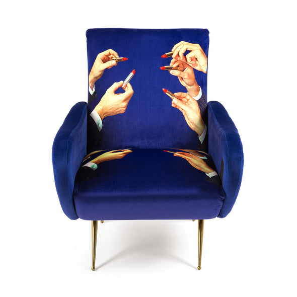 Toiletpaper Upholstered Wooden Armchair - Lipsticks