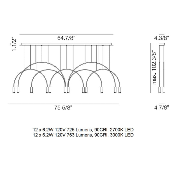 Volta L165.3D2T Linear Pendant Light