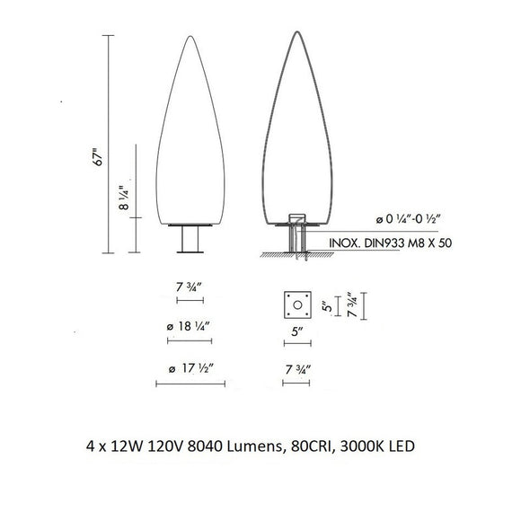 Kanpazar Outdoor Floor Lamp - Stainless Steel Base