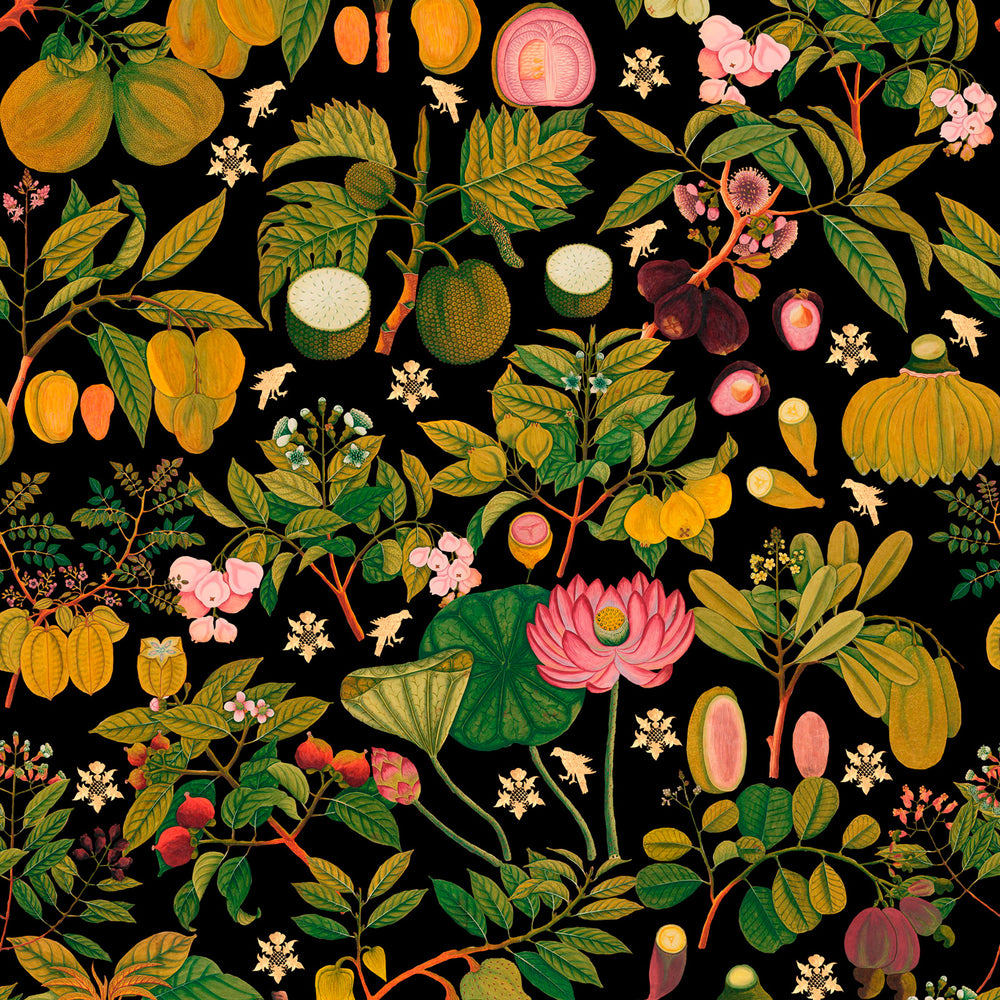 Asian Fruits And Flowers Wallpaper Sample Swatch