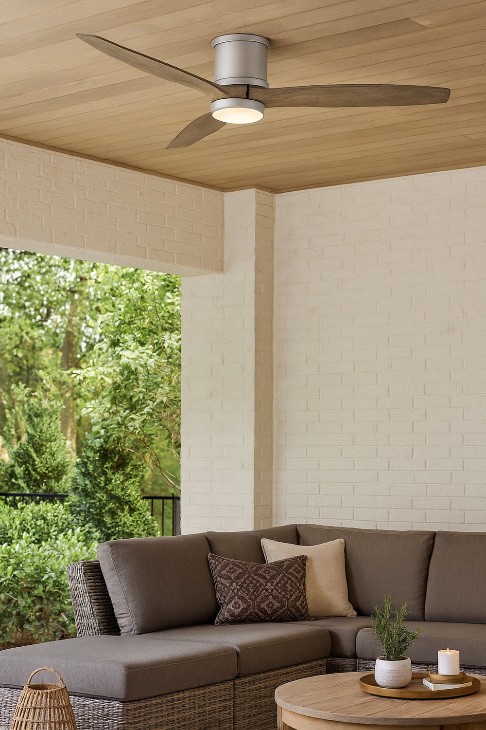 Hover Outdoor Flush Mount LED Ceiling Fan