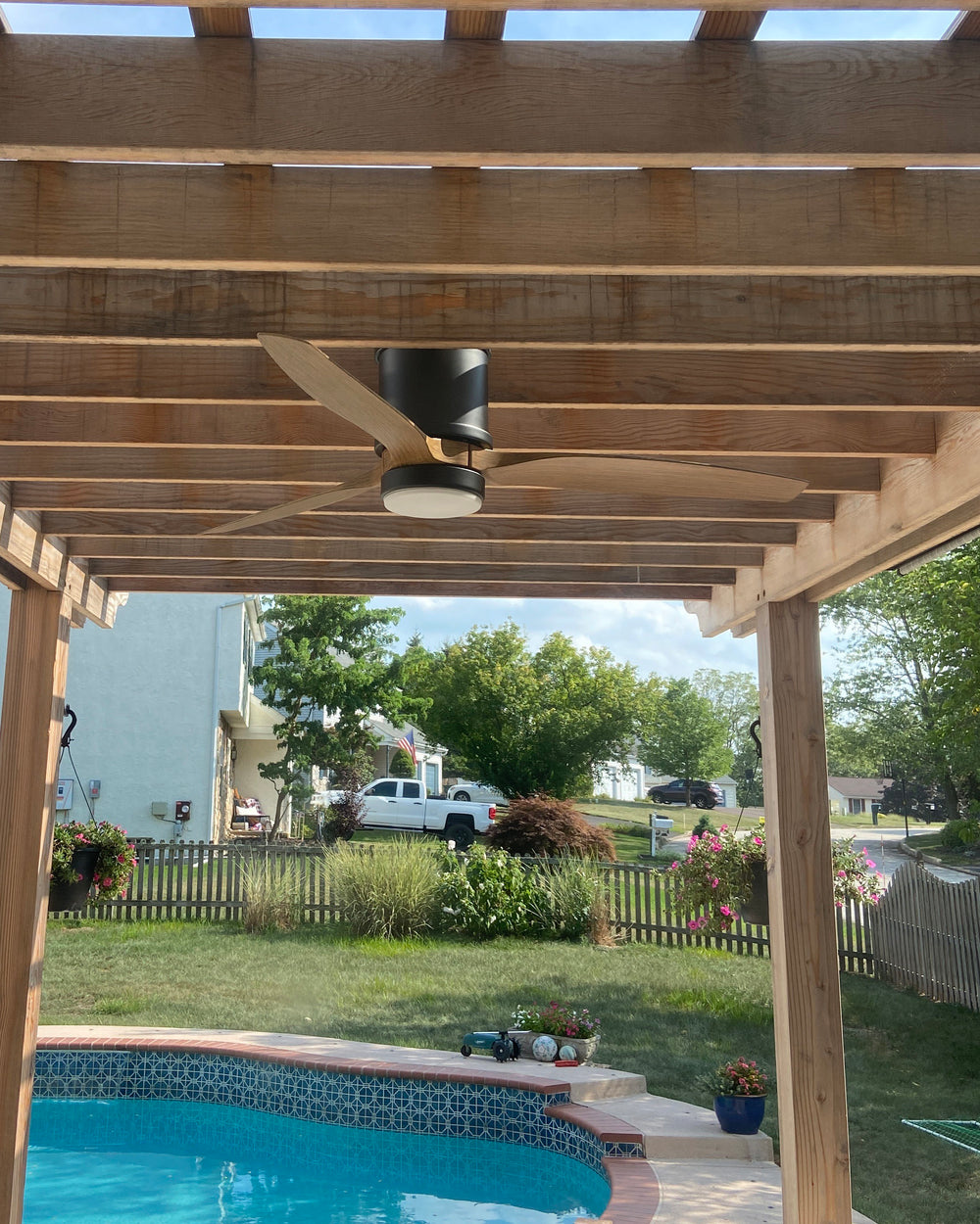 Hover Outdoor Flush Mount LED Ceiling Fan