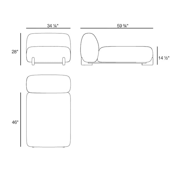 Milos Chaise Outdoor Sectional Module
