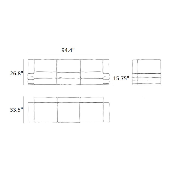 Pillow 3-Seater Leather Sofa
