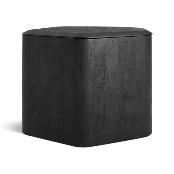 Hoard Side Table with Storage Black Stained Acacia / Medium: 15 in height OPEN BOX