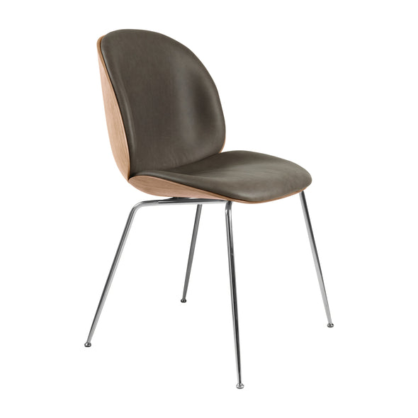 Beetle 3D Veneer Front Upholstered Dining Chair - Metal Base