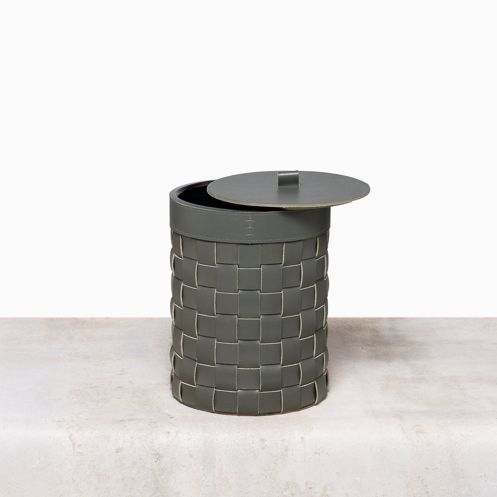 Rabitti 1969 Mondina Leather and Metal Bin