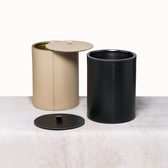 Giobagnara x Rabitti 1969 Orvieto Leather Bin with Metal and Lid