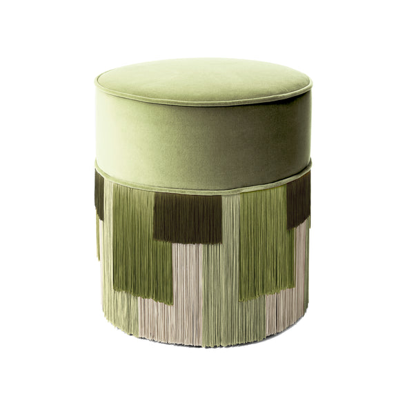 Geo Stripe Fringe Pouf