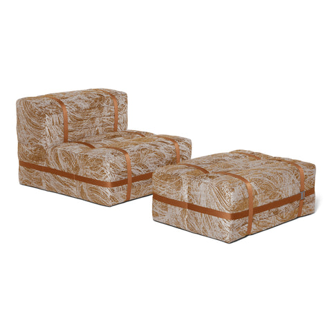 Haybale Lounge Chair with Footstool