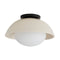 Glaze Flush Mount  option Blackened Steel / Ivory Stained Crackle Ceramic