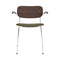 Co Seat Upholstered Dining Chair with Arms  option 0441 - Sierra Army Leather / Chrome with Dark Stained Oak Arm and Back