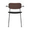 Co Seat Upholstered Dining Chair with Arms  option 1001 - Sierra Black Leather / Black with Dark Stained Oak Arm and Back