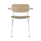 Co Seat Upholstered Dining Chair with Arms  option 1611 - Sierra Stone Leather / Chrome with Natural Oak Arm and Back