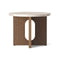 Androgyne Side Table with Wood Base  option Dark Stained Oak / Kunis Breccia Sand