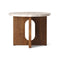 Androgyne Side Table with Wood Base  option Walnut / Kunis Breccia Sand