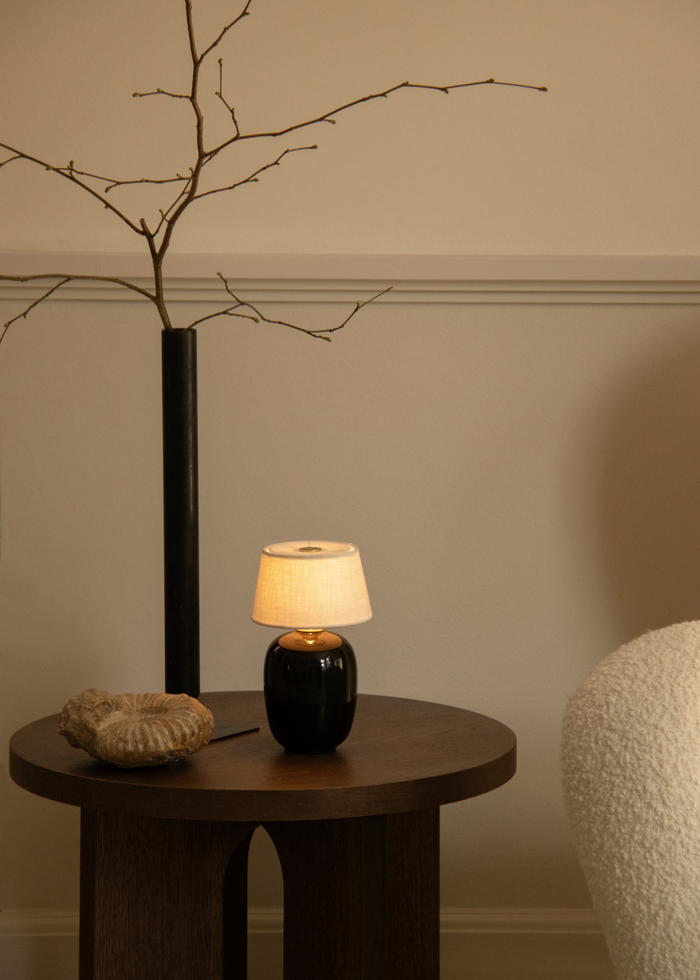 Androgyne Side Table with Wood Base