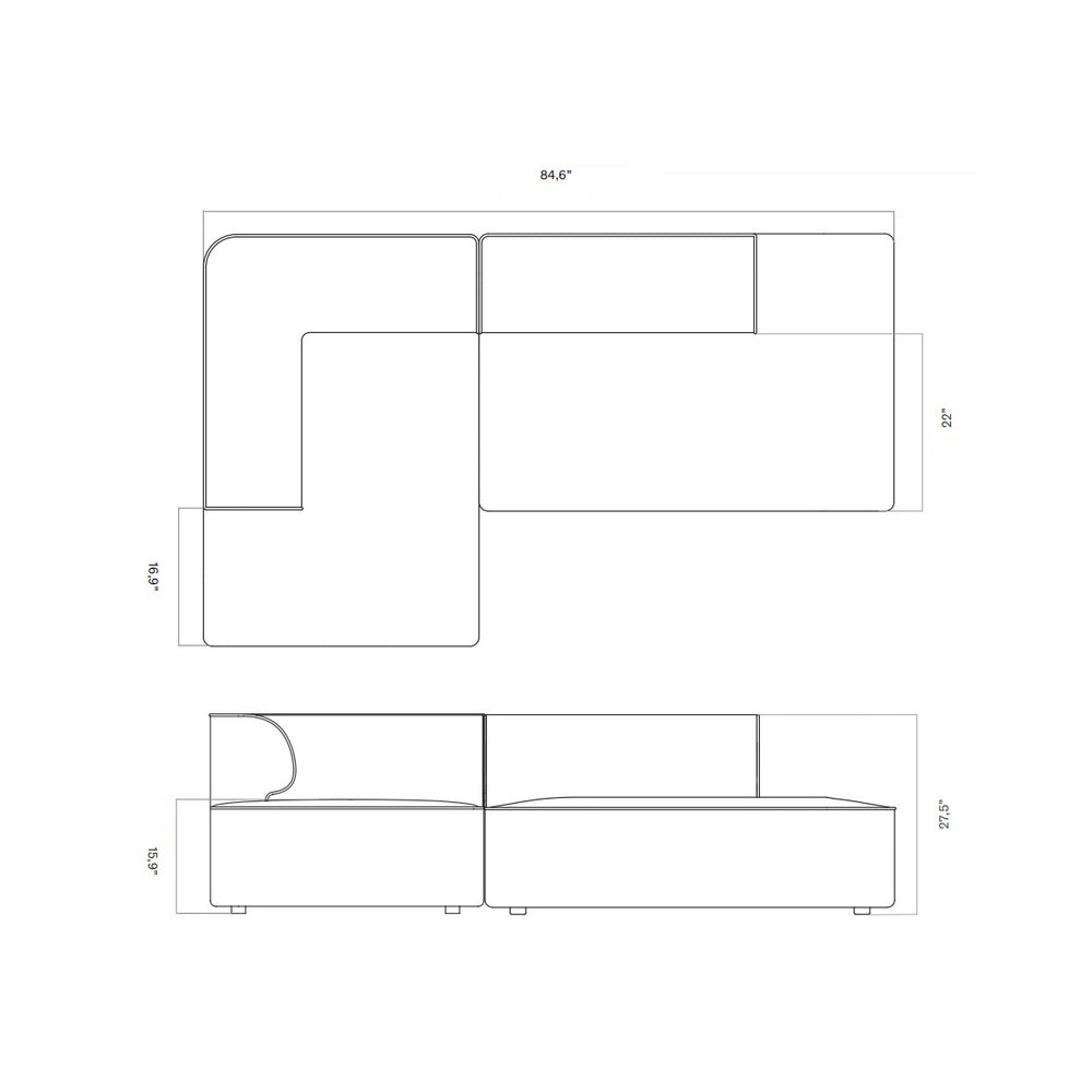 Eave Modular Open Chaise Sofa