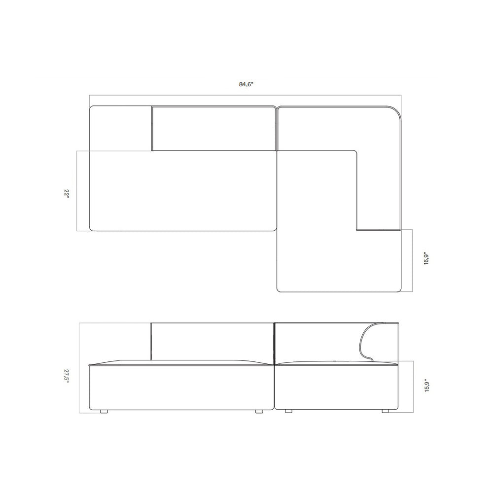 Eave Modular Open Chaise Sofa