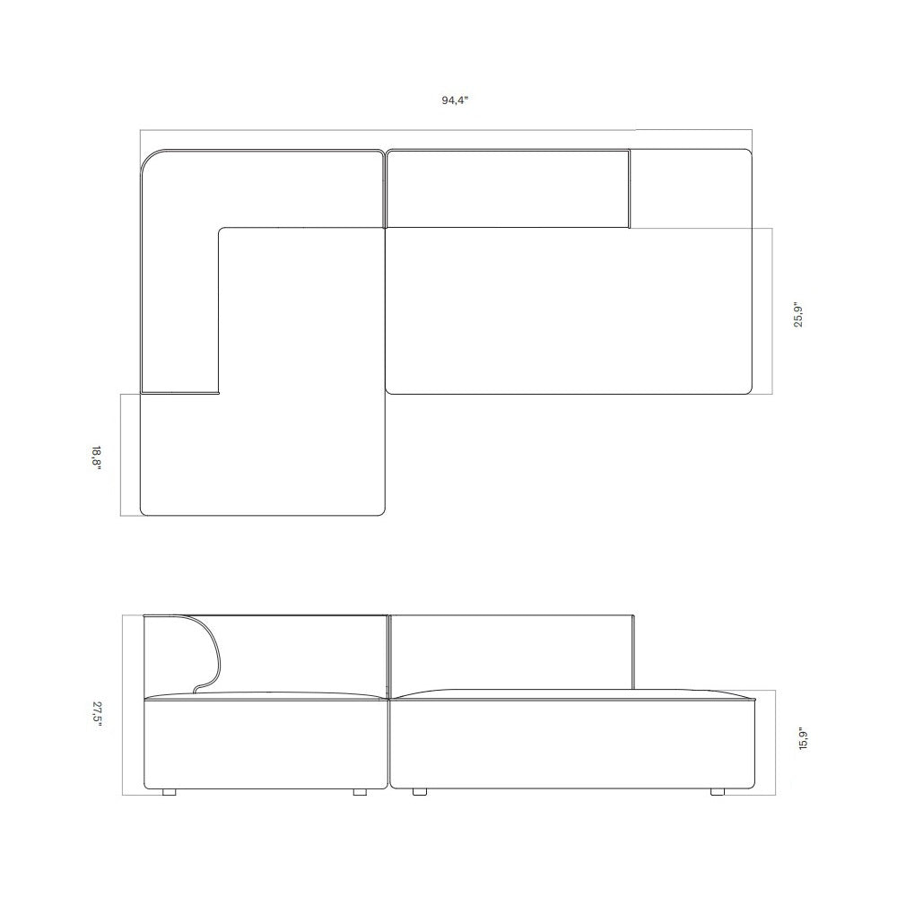 Eave Modular Open Chaise Sofa