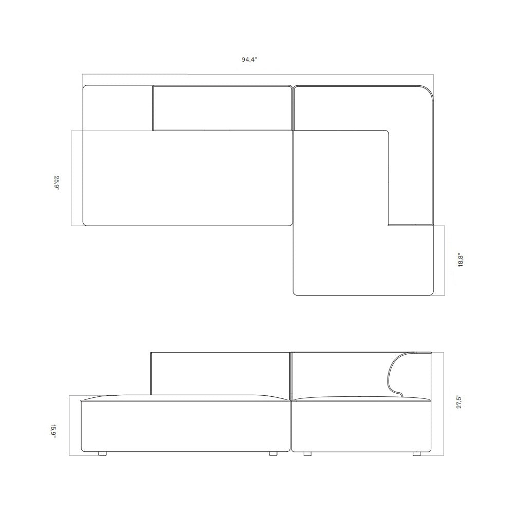 Eave Modular Open Chaise Sofa