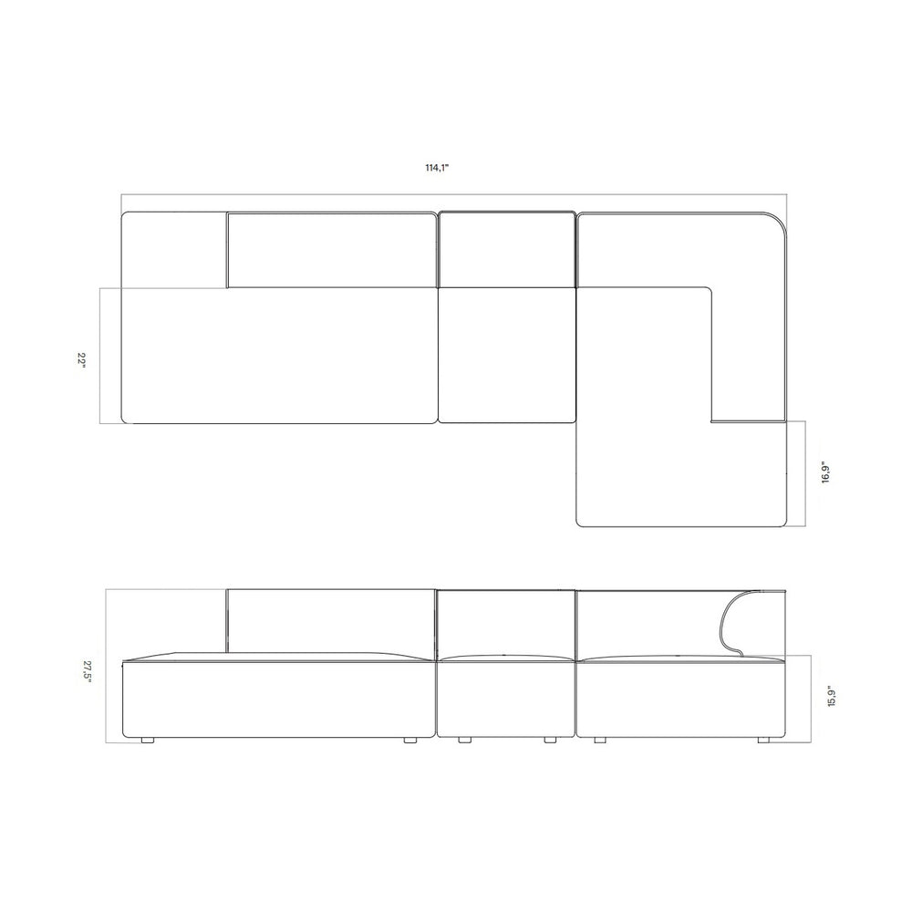 Eave Modular Open Chaise Sofa