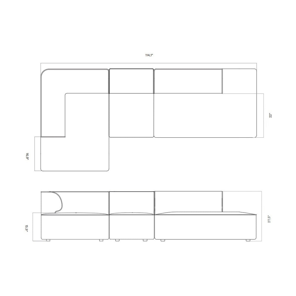Eave Modular Open Chaise Sofa