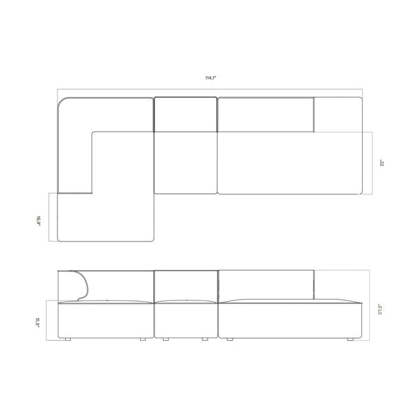Eave Modular Open Chaise Sofa
