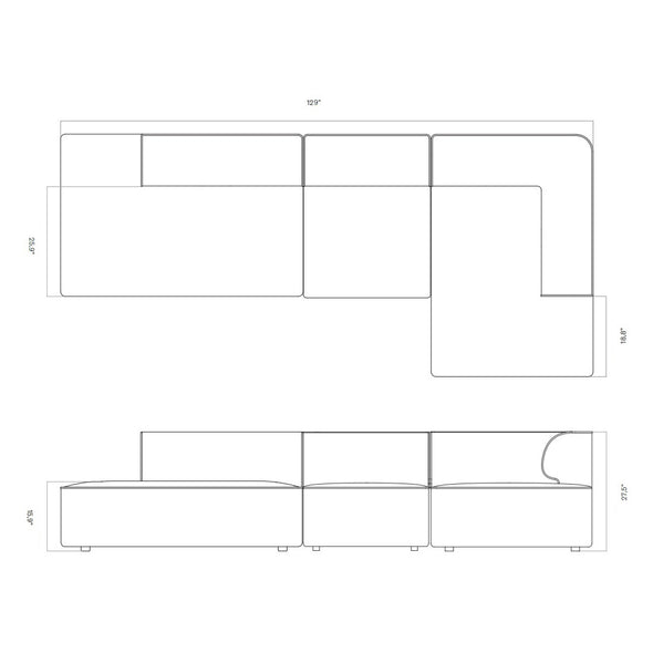 Eave Modular Open Chaise Sofa