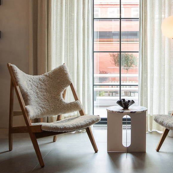 Knitting Lounge Chair Sheepskin Upholstery