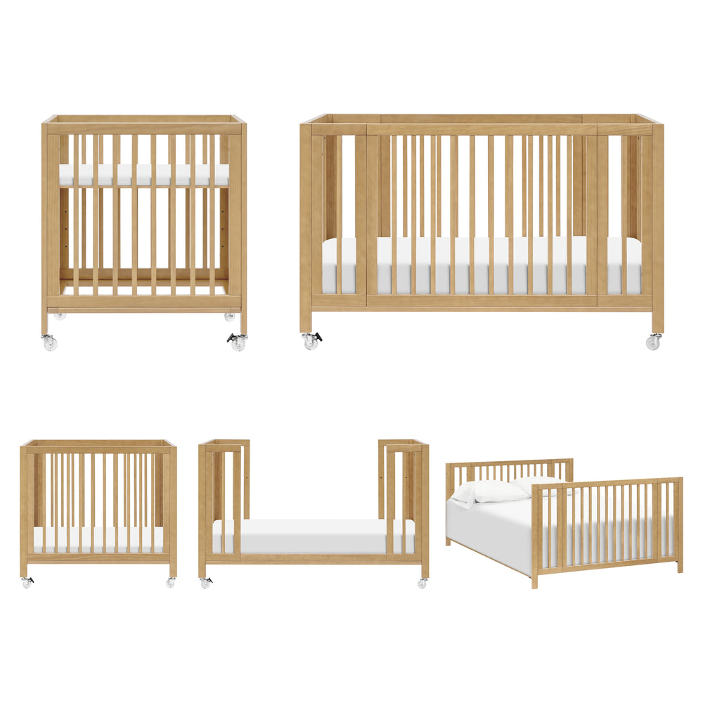 Rolli 9-in-1 Convertible All-Stages Crib with Bassinet and Toddler Bed Conversion Kits