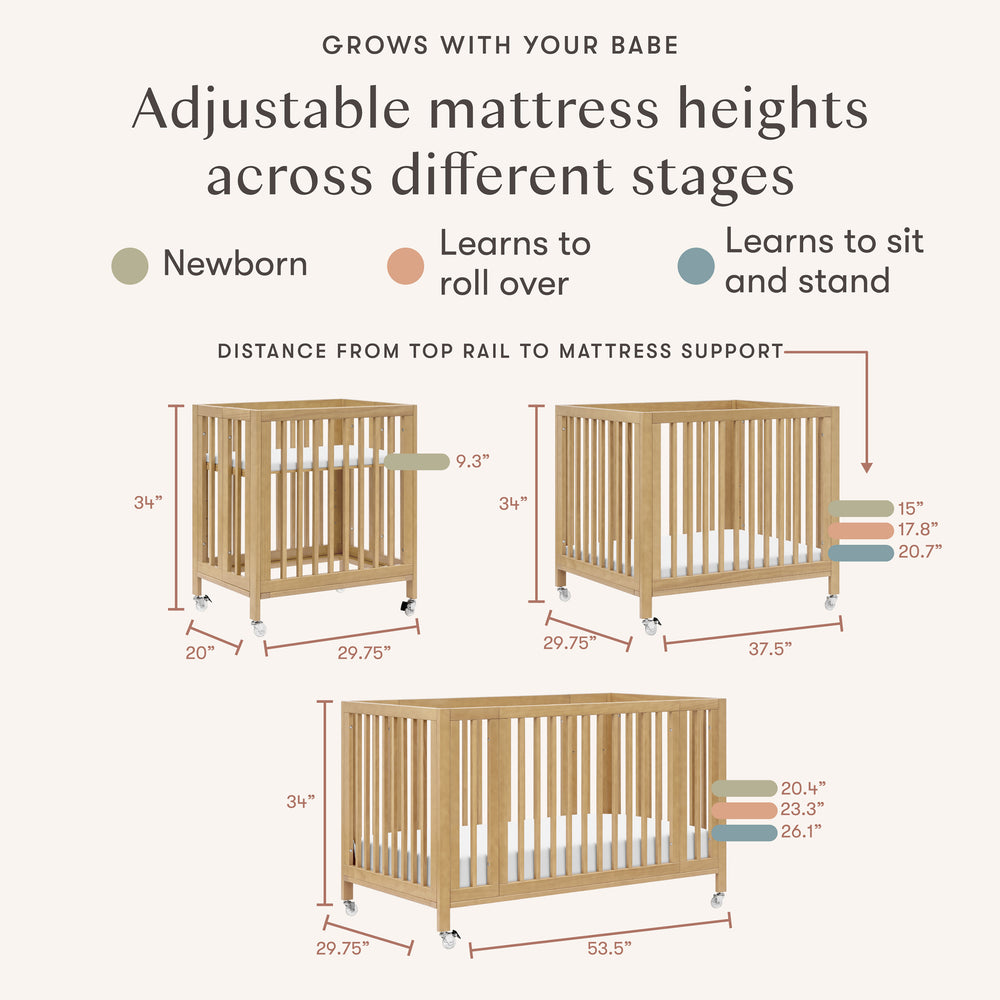Rolli 9-in-1 Convertible All-Stages Crib with Bassinet and Toddler Bed Conversion Kits