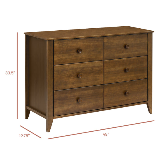 Babyletto Sprout 6 Drawer Double Dresser - Chestnut/Natural