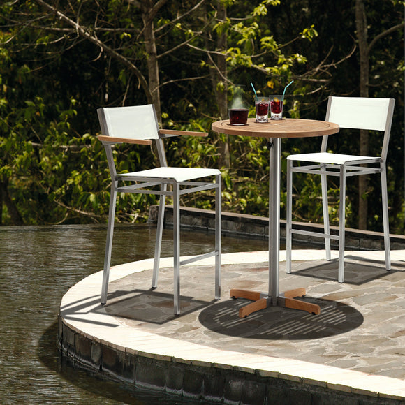 Equinox Circular Pedestal High Dining Table - Teak Top